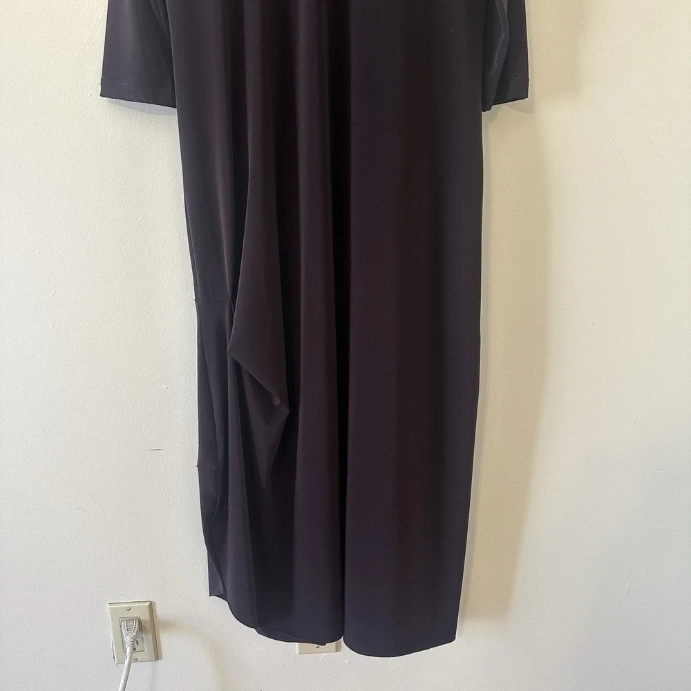 Sympli Womens Brown Purple Kaftan Maxi Drama Dress V Neck 3/4 Sleeve Size 10